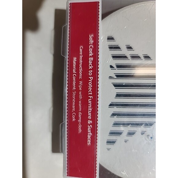 NEW Modern Christmas Tree Stoneware Drink Coasters Cork Back Set of 4 FARMHOUSE - Picture 4 of 5